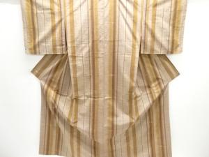 縞に簪模様織出し手織り紬着物